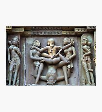 Kamasutra carvings on Khajuraho temple walls Photographic Print