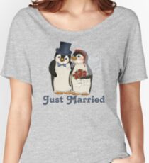 Penguin Wedding - Just Married Women's Relaxed Fit T-Shirt