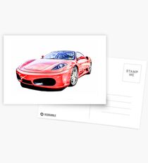 Red Ferrari F430 Italian Sports Car Postcards