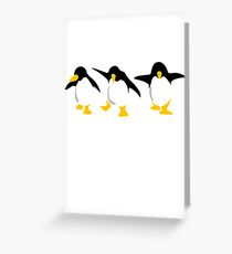 Three dancing Penguins Greeting Card