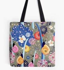 Floral pattern with bright snail Tote Bag