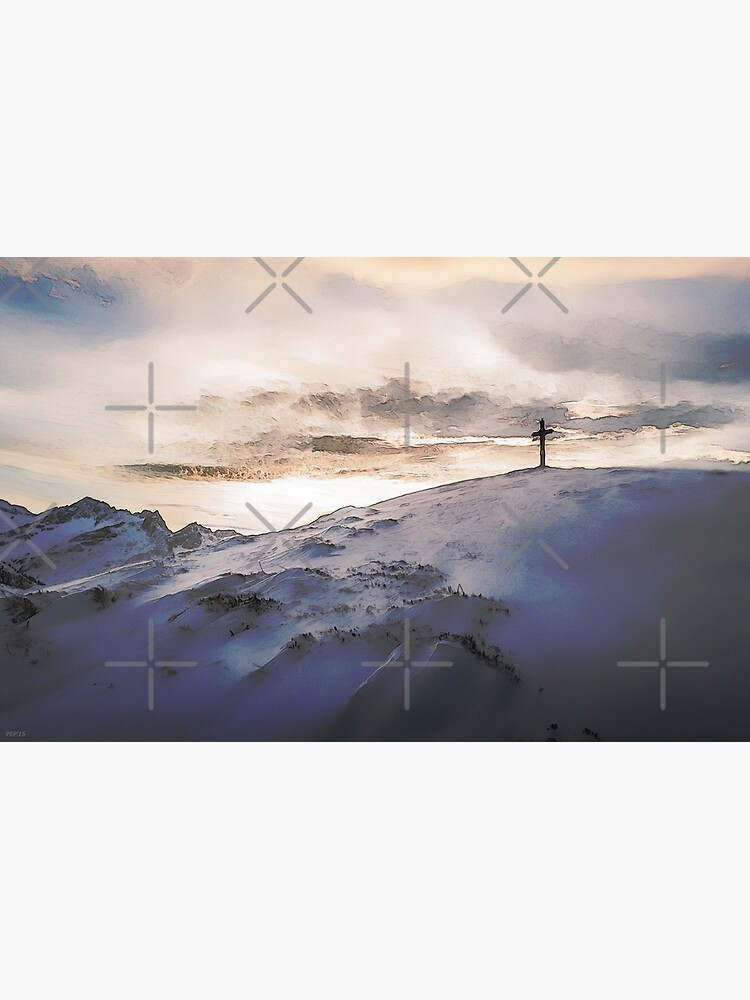 Christian Cross On Mountain by morningdance