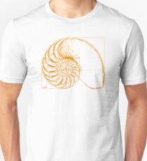 Fibonacci on a nautilus shell (orange) Unisex T-Shirt