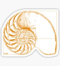 Fibonacci on a nautilus shell (orange) Sticker