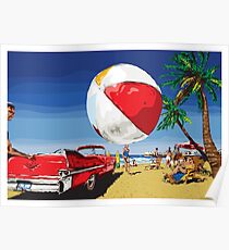 Summer Dreamin' Bright Sunny Beach Scene Poster