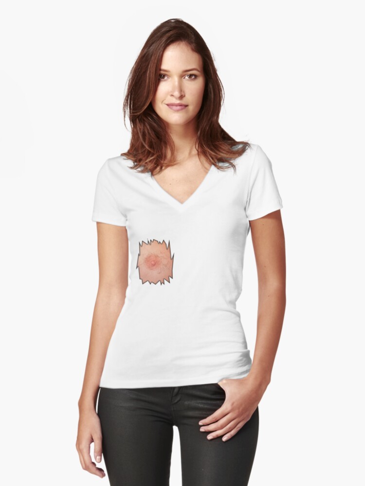 Download "nipple show" Women's Fitted V-Neck T-Shirt by mblease ...