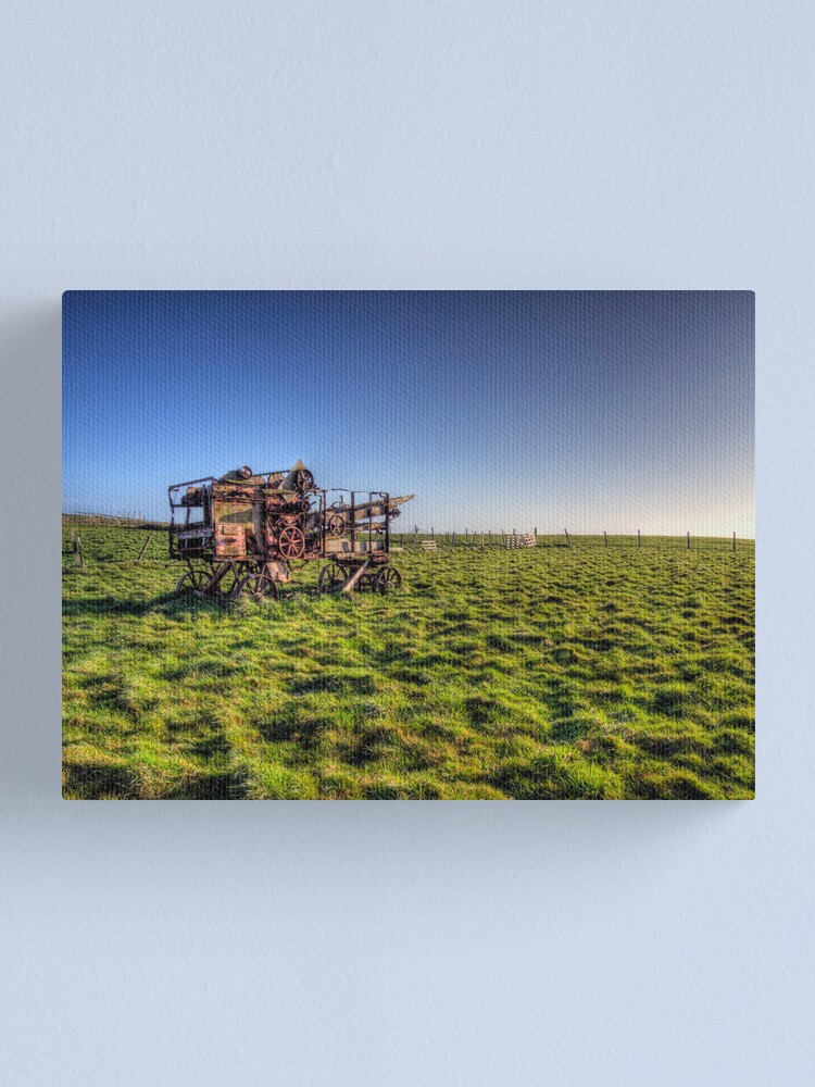 Alternate view of decaying farm machinery on Alderney Canvas Print