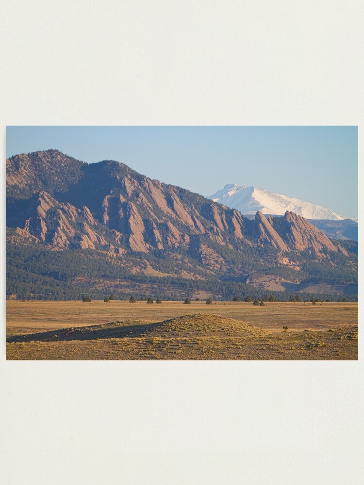Alternate view of Colorado Rocky Mountains Flatirons With Snow Covered Twin Peaks Photographic Print