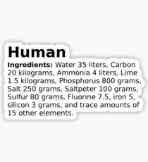 The average ingredients of an adult human body Sticker