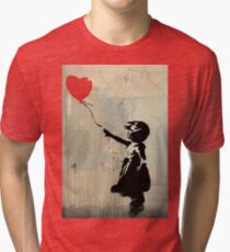 Banksy Red Heart Balloon Tri-blend T-Shirt