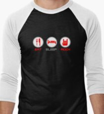 Eat Sleep Rock Men's Baseball ¾ T-Shirt