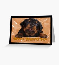 Cute Rottweiler Happy Fathers Day Greetings Greeting Card