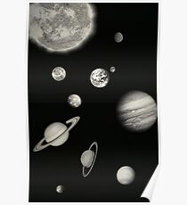 Póster Sistema Solar Blanco y Negro