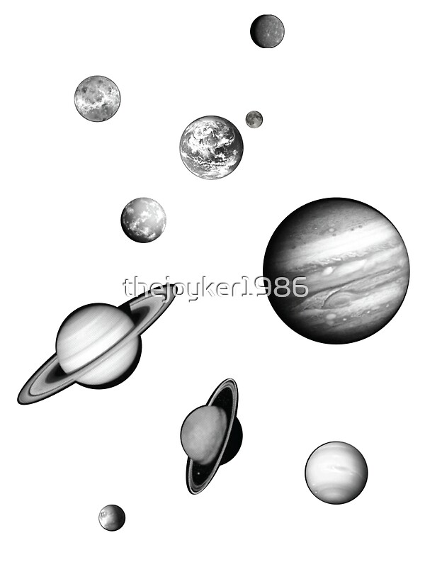"Black and White Solar System" Stickers by thejoyker1986 | Redbubble