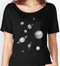 Black and White Solar System Women's Relaxed Fit T-Shirt