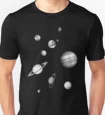 Black and White Solar System Unisex T-Shirt