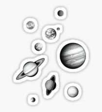 Black and White Solar System Sticker