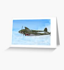 Top Hatted Skull P-38 Lightning Greeting Card
