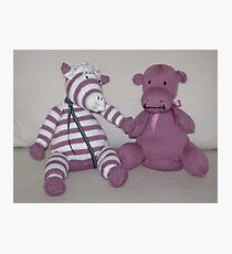 Zebra Foal & Hippo Calf in Pink! Photographic Print