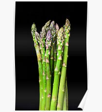 Green asparagus on black Poster