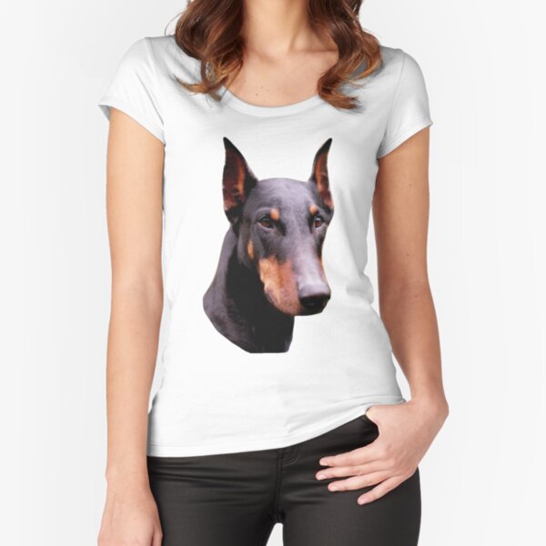 Pretty Black Doberman Pinscher Face Fitted Scoop T-Shirt