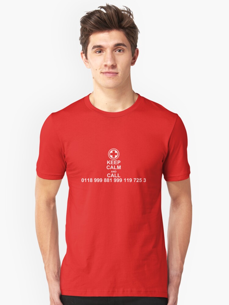 Alternate view of Keep Calm and Call 0118 999 881 999 119 725 3 Slim Fit T-Shirt