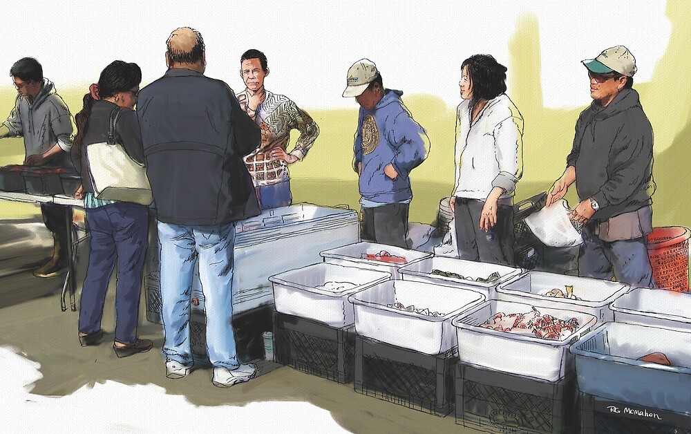 "Saturday Fish Market Ventura Harbor Village" by RGMcMahon Redbubble