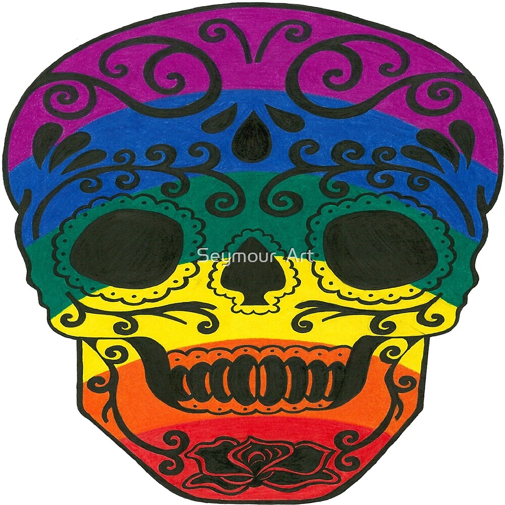 "Rainbow Sugar Skull" by Seymour Art Redbubble