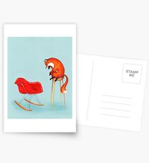 Fox Perplexed by Modern Furniture Postcards