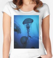 Portrait of a Jellyfish- Blue Women's Fitted Scoop T-Shirt