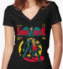Sherlock Comic Women's Fitted V-Neck T-Shirt