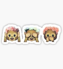 Monkey See No Evil Hipster Flower Crown Emoji Sticker