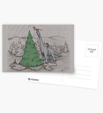 Dinosaurier, die den Baum schneiden - gefärbt Postkarten
