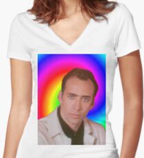 Nicolas Cage's Mind Women's Fitted V-Neck T-Shirt
