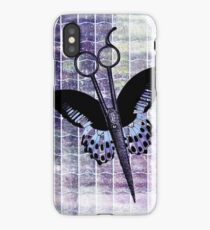 hair stylist scissors shears butterfly grunge purple iPhone Case/Skin