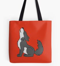 Gray Howling Wolf Pup Tote Bag