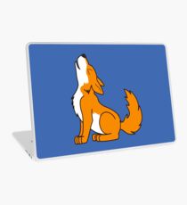 Orange Howling Wolf Pup Laptop Skin