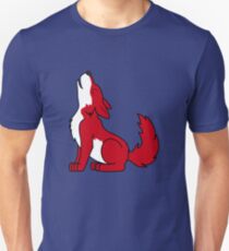 Red Howling Wolf Pup Unisex T-Shirt