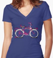 Butterfly Bicycle Women's Fitted V-Neck T-Shirt
