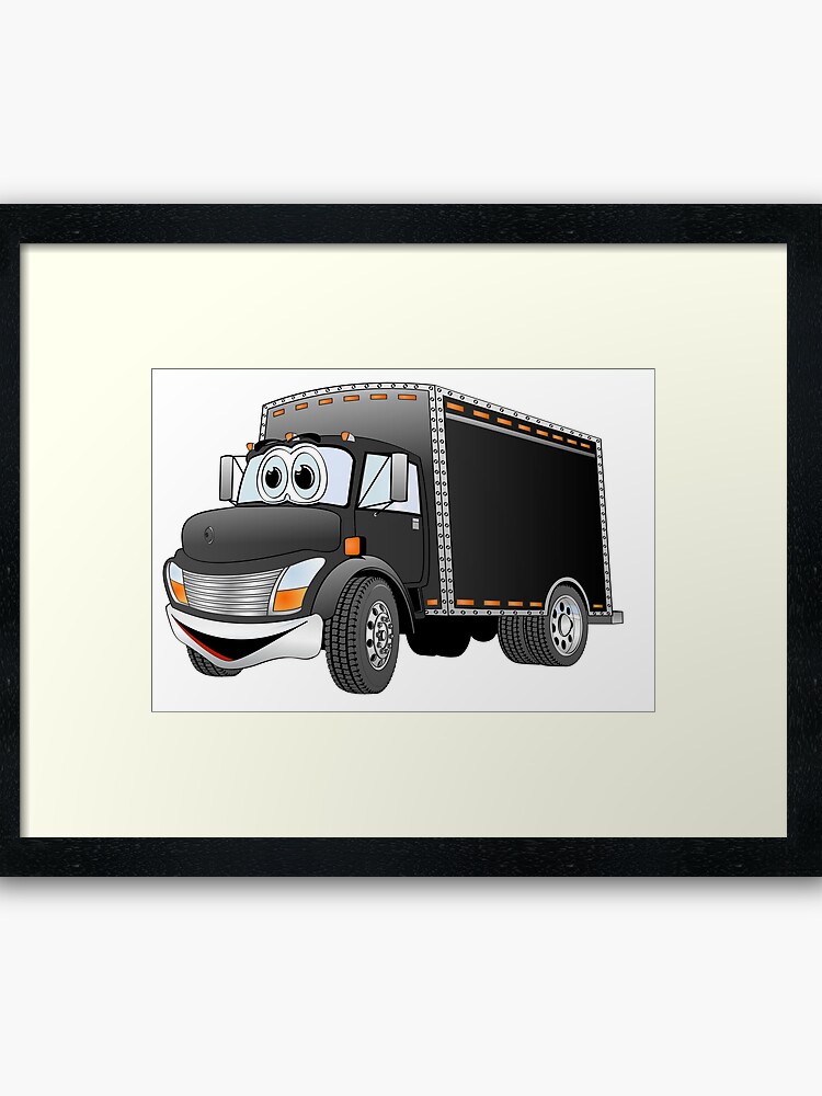 Delivery Truck Black Cartoon Framed Art Print