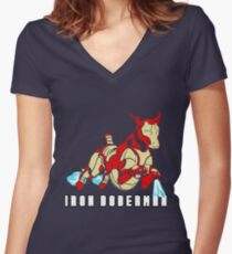 Iron Doberman Women's Fitted V-Neck T-Shirt