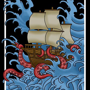 Kraken Shirt Octopus Squid Mens T-shirt Tentacle Pirate Ship