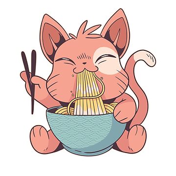 Ramen Cat Kawaii Anime | Cats Lovers | Ramen Noodles Bowl