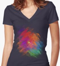Apophysis Fractal Design - Enhanced Rainbow Flower Women's Fitted V-Neck T-Shirt