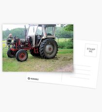 a david brown tractor, with its owner Postcards