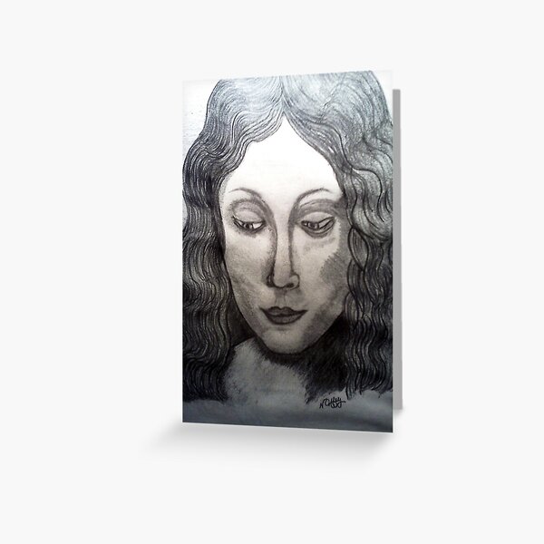 LEONARDO DAVINCIS HEAD OF A YOUNG WOMEN Greeting Card