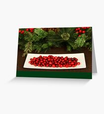 Christmas card with Christmas berries on platter Greeting Card