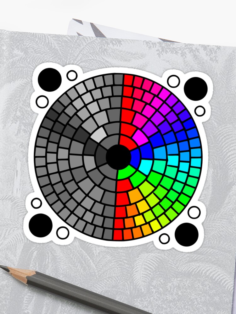 Rainbow Circle Color And Grayscale Pattern Sticker By Kokosnik