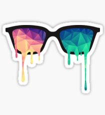 Psychedelic Nerd Glasses with Melting LSD/Trippy Color Triangles Sticker