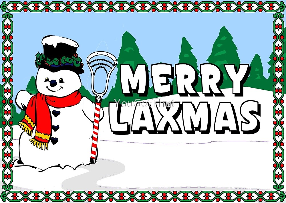 "Lacrosse Santa Merry Laxmas Santa holding a candy cane Lacrosse